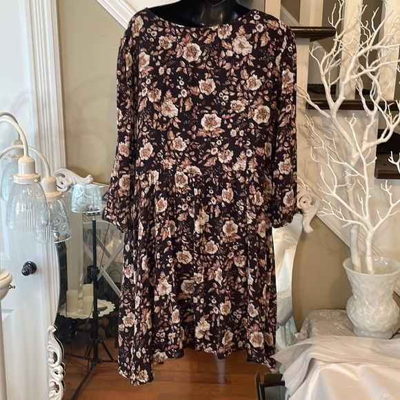 Demin & Supply Ralph Lauren Stunning Brown Floral Peasant Dress Blouse - Picture 8 of 10